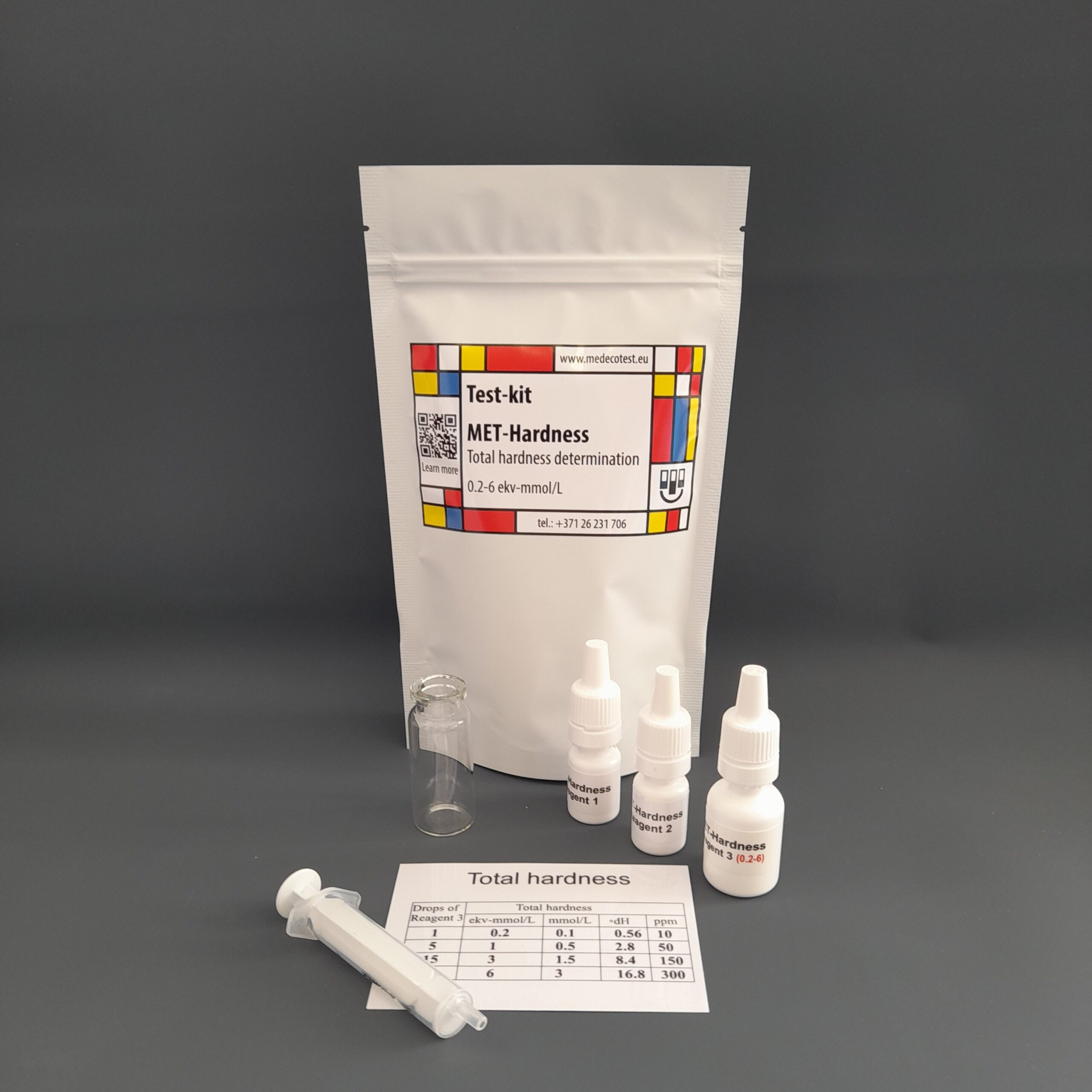 Cietība 0,1–3 mmol/l, 10 mēr.